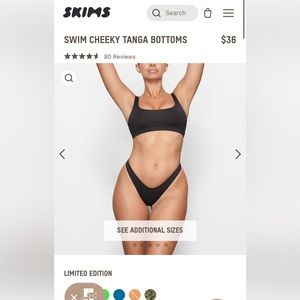 SKIMS swim cheeky tanga bottoms and swim tank bikini top in size medium for both